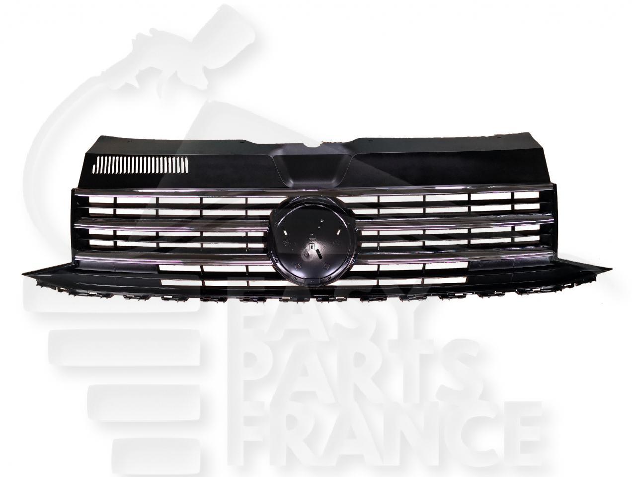 GRILLE DE CALANDRE NOIRE A/MOULURES CHROMEES Pour VOLKSWAGEN TRANSPORTER T6 CARAVELLE- VO205 01/15→01/19