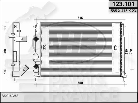 RADIA 1.9 D/DCI A/CLIM 585 X 400 X 30 Pour RENAULT MEGANE - RN100 07/95→06/99
