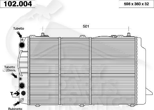 RADIA 1.6/2.0 + CLIM 1.9 TDI +/- CLIM 596 X 359 X 32 Pour AUDI 80 - AD011 08/91→10/94