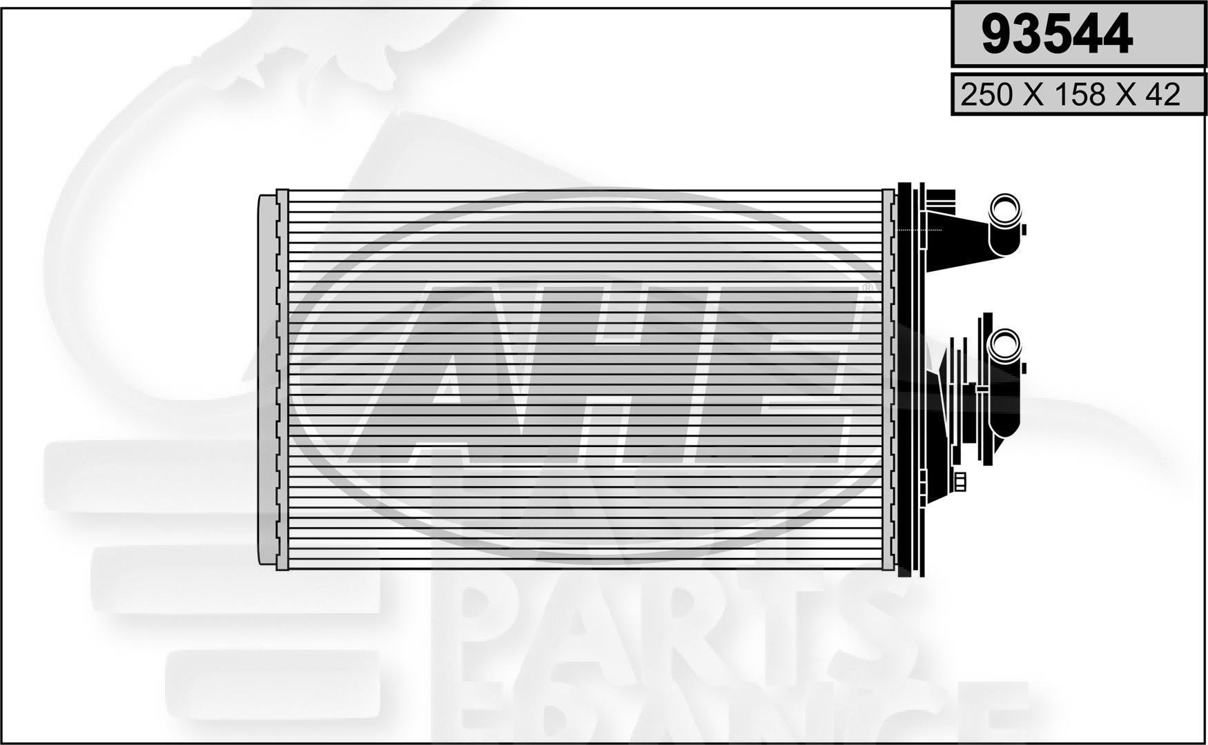 RADIA DE CHAUF TT TYPES 250 X 158 X 42 Pour FIAT TEMPRA - FT056 10/90→