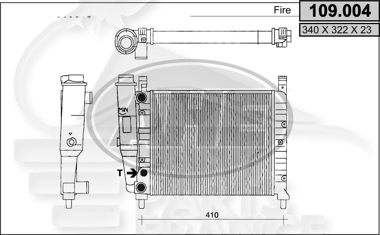 RADIA 1.0 FIRE SS CLIM 344 X 322 X 30 Pour FIAT UNO - FT251 11/89→