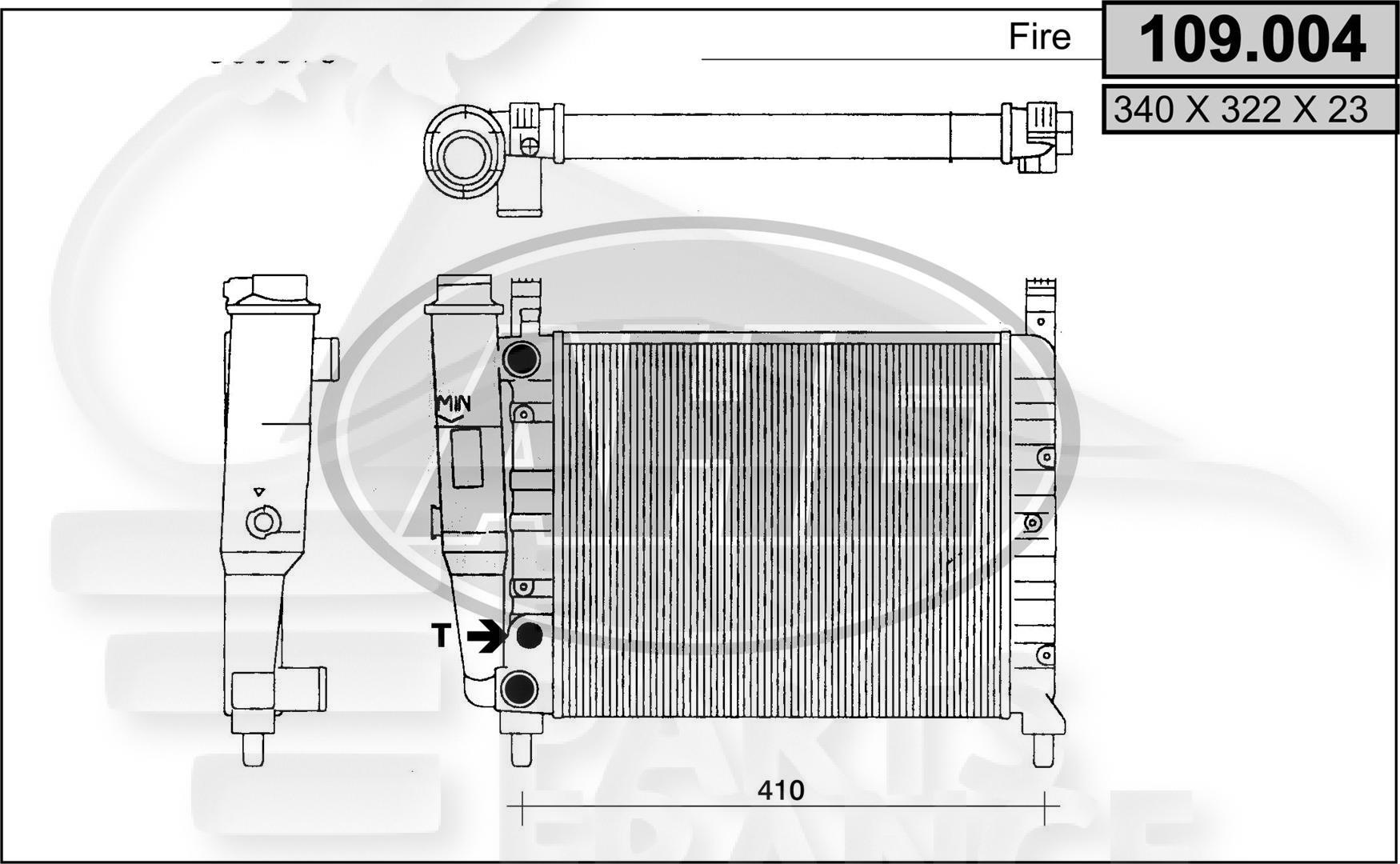 RADIA 1.0 FIRE SS CLIM 344 X 322 X 30 Pour FIAT UNO - FT251 11/89→