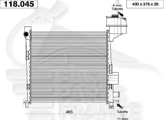 RADIA TYPE 140 - 160 SS CLIM 400 X 375 X 22 Pour MERCEDES CLASSE A - W168 - ME020 11/97→12/00