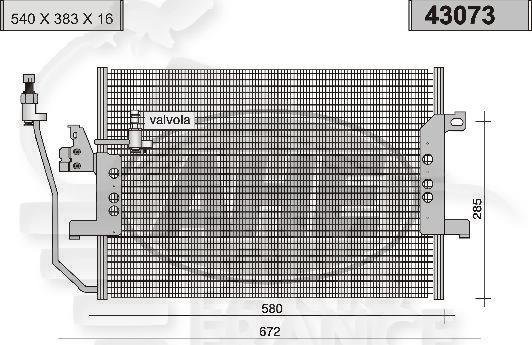 CONDENSEUR TT TYPES 540 X 383 X 16 Pour MERCEDES CLASSE A - W168 - ME020 11/97→12/01