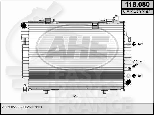 RADIA C250 TD + CLIM BV AUTO 615 X 420 X 42 Pour MERCEDES CLASSE C - W202 - ME050 06/93→06/00