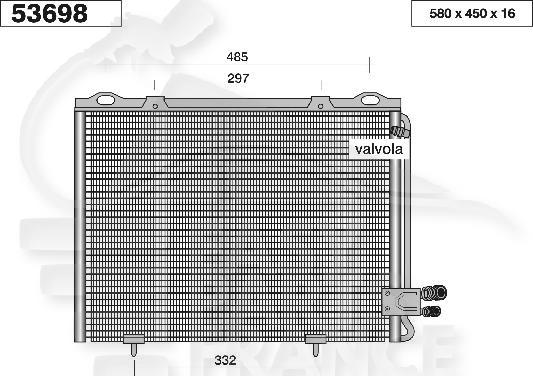 CONDENSEUR 615 X 445 X 20 Pour MERCEDES CLASSE E - W210 - ME080 06/95→09/99