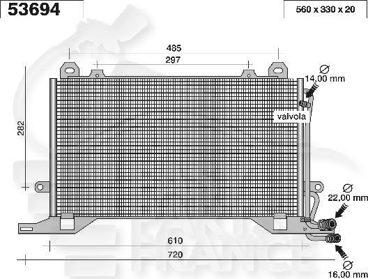 CONDENSEUR 570 X 325 X 20 Pour MERCEDES CLASSE E - W210 - ME080 06/95→09/99