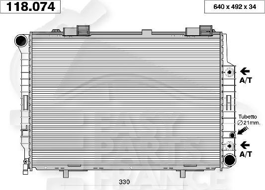 RADIA E200 - 220 CDI +/- CLIM E 200 K +/- CLIM BV AUTO 640 X 495 X 34 Pour MERCEDES CLASSE E - W210 - ME080 06/95→09/99