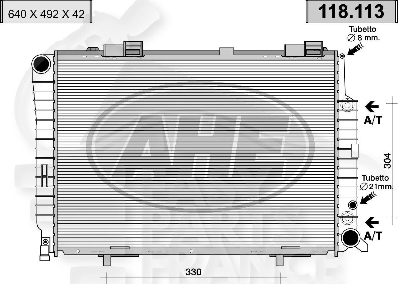 RADIA E300 - 420 - 430 E50 +/- CLIM BV AUTO 640 X 495 X 42 Pour MERCEDES CLASSE E - W210 - ME081 10/99→06/02