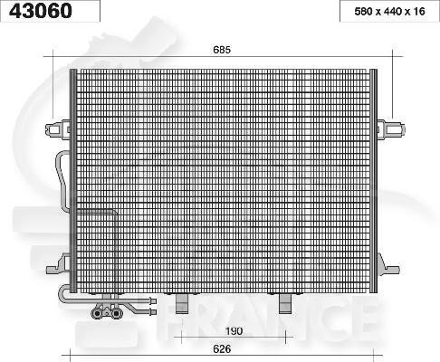 CONDENSEUR TT TYPES 590 X 440 X 16 Pour MERCEDES CLASSE E - W211 - ME090 03/02→05/06