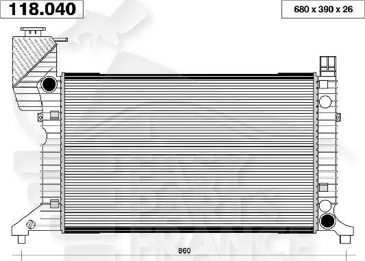 RADIA TT TYPES D - TD +/- CLIM BM 680 X 410 X 42 Pour MERCEDES SPRINTER - ME240 07/95→02/00