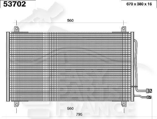 CONDENSEUR TT TYPES 630 X 369 X 16 Pour MERCEDES SPRINTER - ME242 08/02→03/06