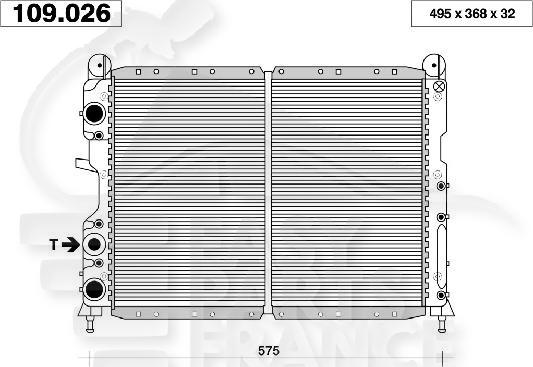 RADIA 1.7-1.8 -2.0 +/- CLIM →02/96 502 X 375 X 26 Pour ALFA ROMEO 155 - AA040 04/92→