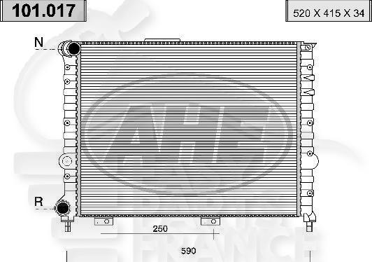 RADIA 1.6 - 1.8 - 2.0 S/CLIM 520 X 345 X 16 Pour ALFA ROMEO 156 - AA050 12/97→05/03