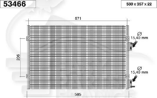 CONDENSEUR DE CLIM TT TYPES →12/03 535 X 350 X 22 Pour CHRYSLER PT CRUISER - CR010 09/00→10/05