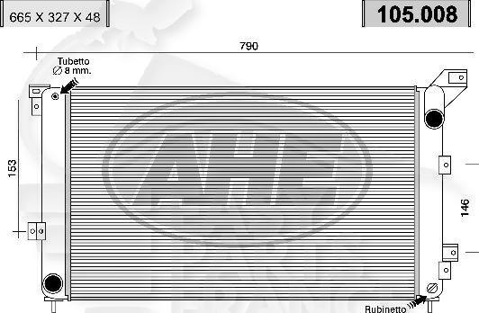 RADIA 2.5 TD +/- CLIM 665 X 325 X 34 Pour CHRYSLER VOYAGER - CR021 01/96→02/01