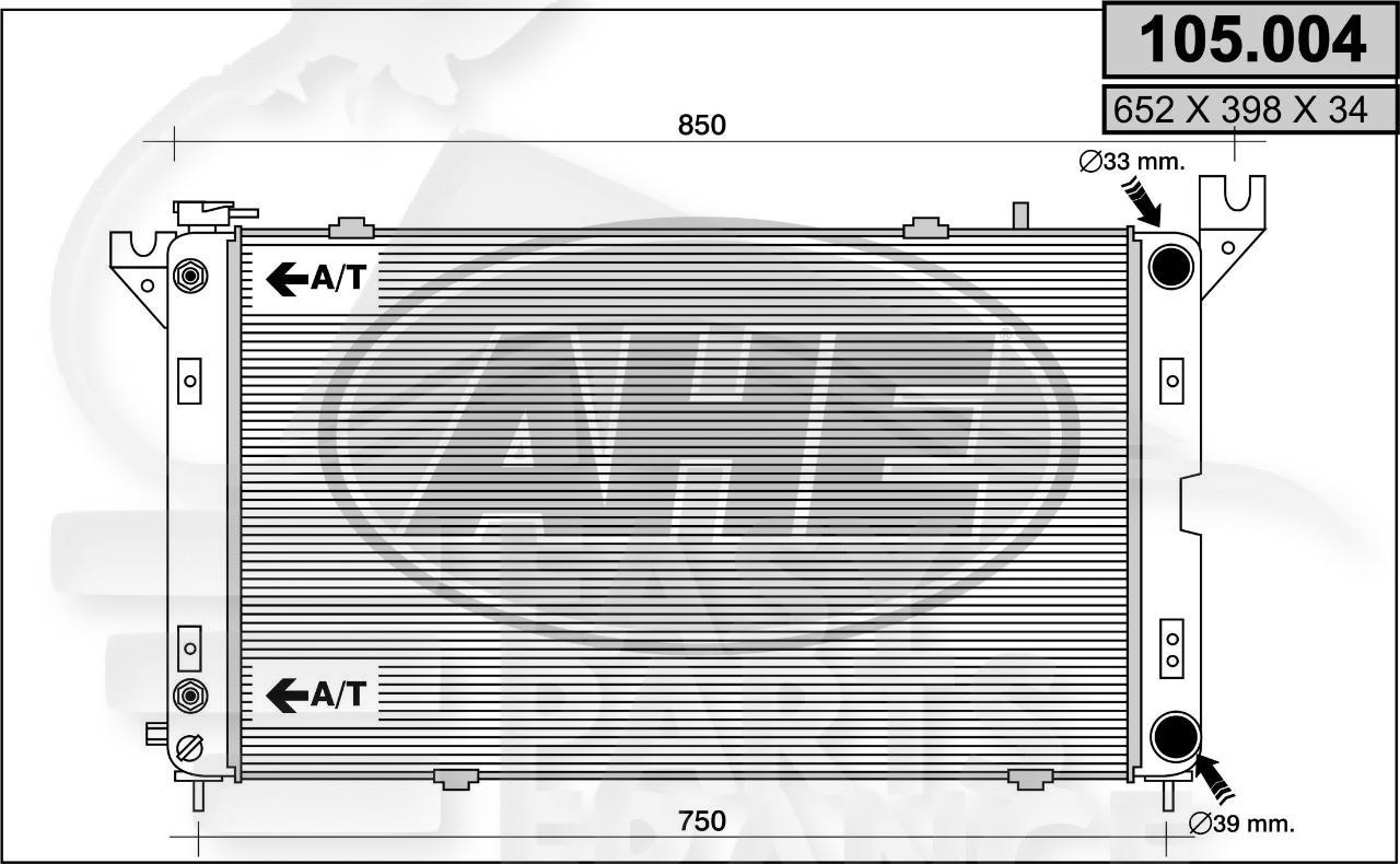 RADIA ESS TT TYPES +/- CLIM 652 X 370 X 27 Pour CHRYSLER VOYAGER - CR021 01/96→02/01