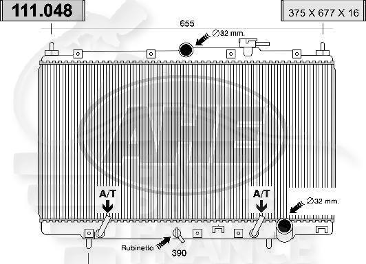 RADIA 1.8 - 2.0 - 2.2 BA/BM +/- CLIM 375 X 678 X 16 Pour HONDA ACCORD - HD014 10/98→01/03