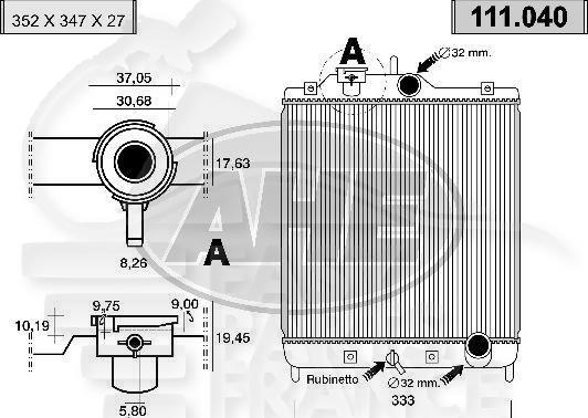 RADIA 1.6 V - TEC +/- CLIM 350 X 350 X 26 Pour HONDA CIVIC 4 PTES - HD032 11/91→10/95