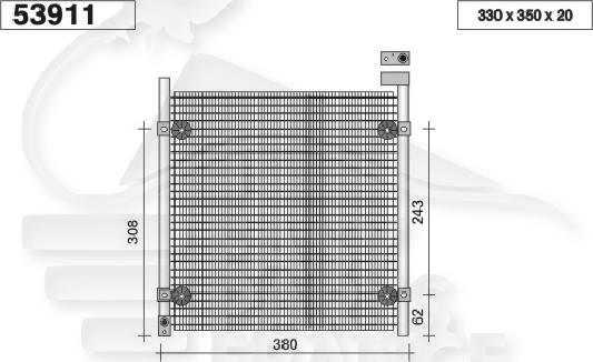 CONDENSEUR DE CLIM TT TYPES sauf 2.0 TD 330 X 365 X 20   CIVIC 3/4 PTES - HD037 11/98→02/01