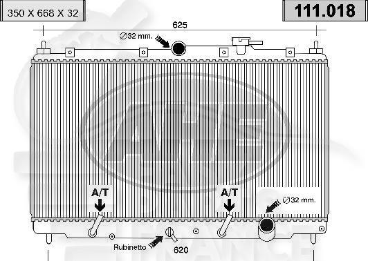 RADIA TT TYPES +/- CLIM 325 X 655 X 16 Pour HONDA CIVIC CRX - HD060 09/87→03/92