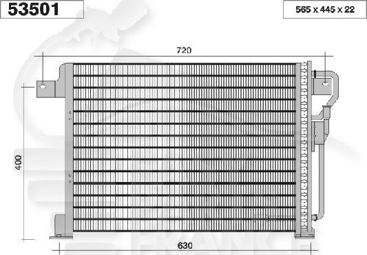 CONDENSEUR 2.5 TD 565 x 445 x 22 Pour JEEP GRAND CHEROKEE - JE030 01/93→12/98