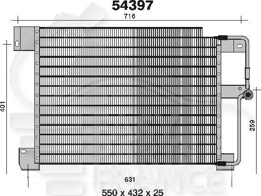 CONDENSEUR 4.0 - 5.2 I 560 x 442 x 25 Pour JEEP GRAND CHEROKEE - JE030 01/93→12/98