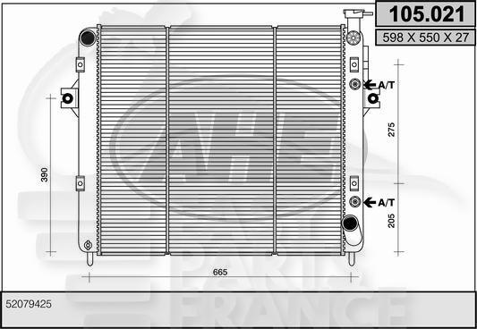 RADIA 4.7 I BA/BM .. +/- CLIM 595 x 555 x 27 Pour JEEP GRAND CHEROKEE - JE031 01/99→09/01
