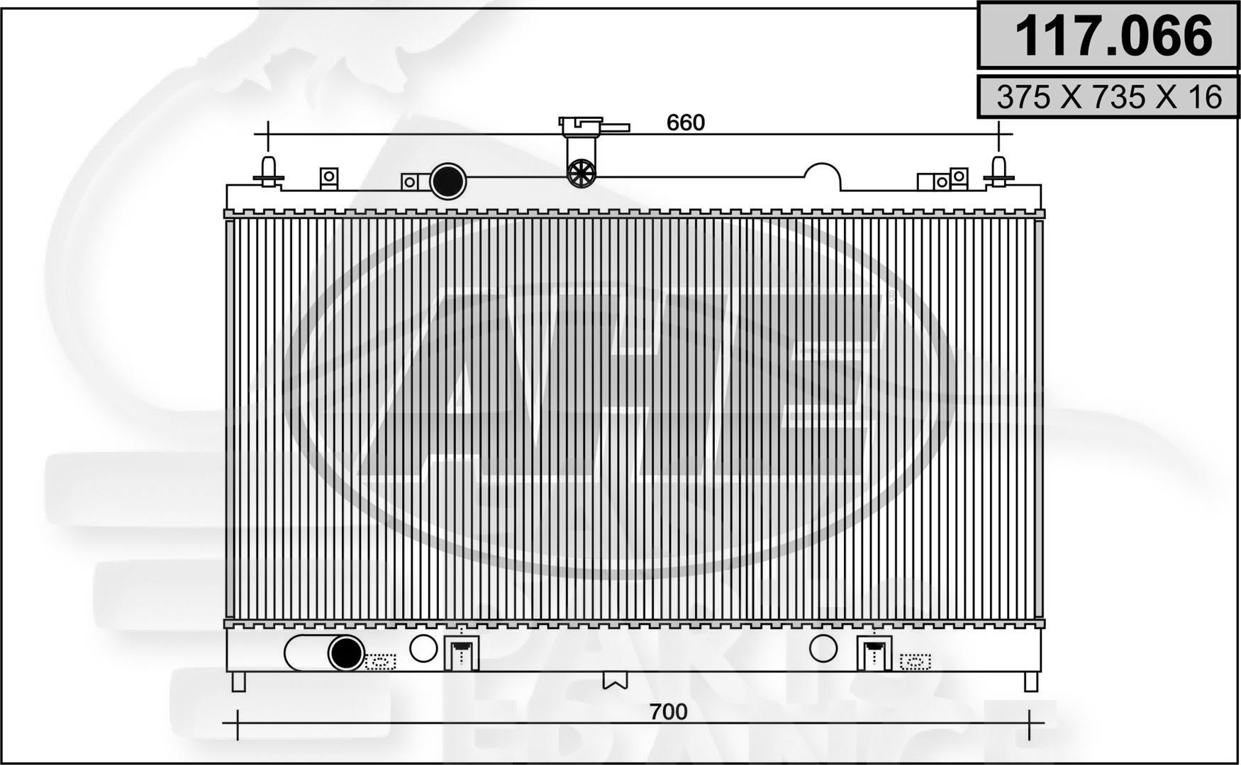 RADIA ESS TT TYPES BM +/- CLIM 375 x 735 x 16 Pour MAZDA 6 - MZ070 06/02→05/05