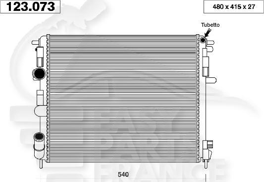 RADIA 1.2 8 V A/CLIM 480 x 414 x 19 Pour NISSAN KUBISTAR - NS080 05/03→