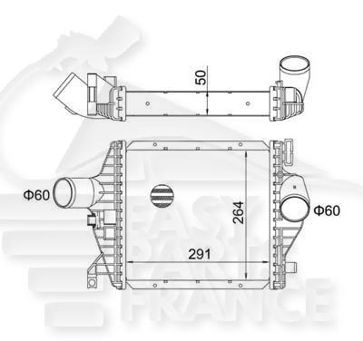 ECHANGEUR D'AIR 109 - 110 - 112 TDI 290 x 272 x 50 Pour MERCEDES VITO - VIANO - W638 - ME251 12/95→10/03