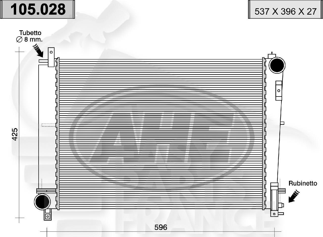 RADIA 2.5 CRD +/- CLIM 537 x 396 x 27 Pour CHRYSLER VOYAGER - CR023 03/04→