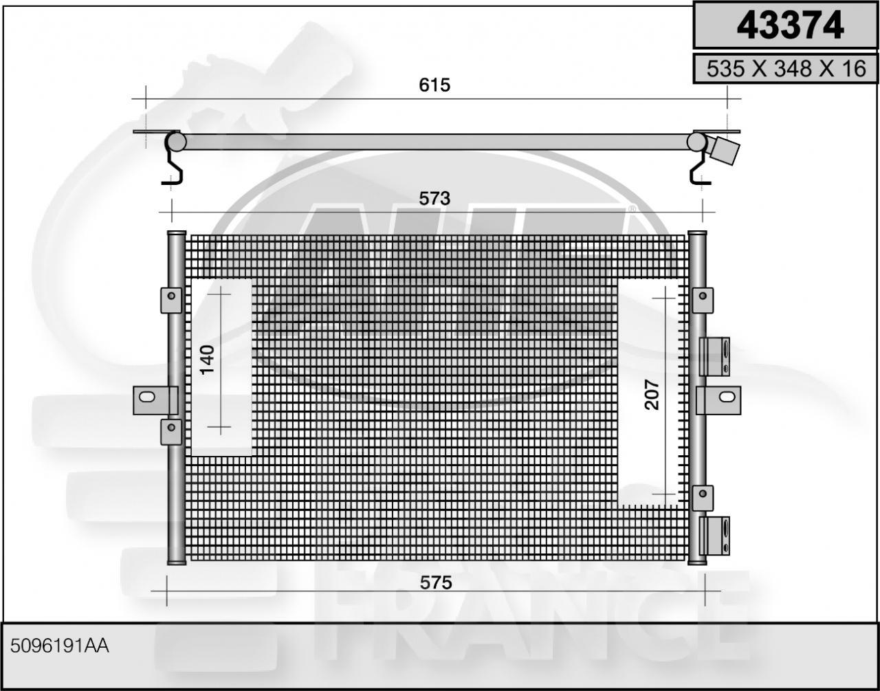 CONDENSEUR DE CLIM TT TYPES ..01/04→ 530 x 357 x 22 Pour CHRYSLER PT CRUISER - CR010 09/00→10/05