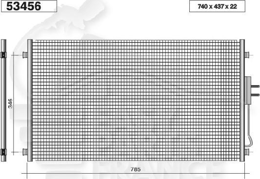 CONDENSEUR DE CLIM ESS TT TYPES 740 x 437 x 22 Pour CHRYSLER VOYAGER - CR022 03/01→02/04