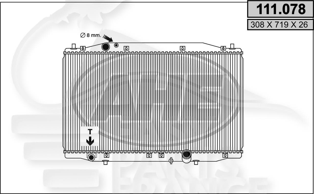 RADIA 2.2 CDTI BA/BM +/- CLIM 308 x 719 x 26 Pour HONDA ACCORD 4 PTES - HD015 02/03→12/05