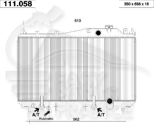 TT TYPES sauf 1.7 CDTI BA + CLIM 660 X 350 X 16 Pour HONDA CIVIC 3/5 PTES - HD041 01/04→12/05