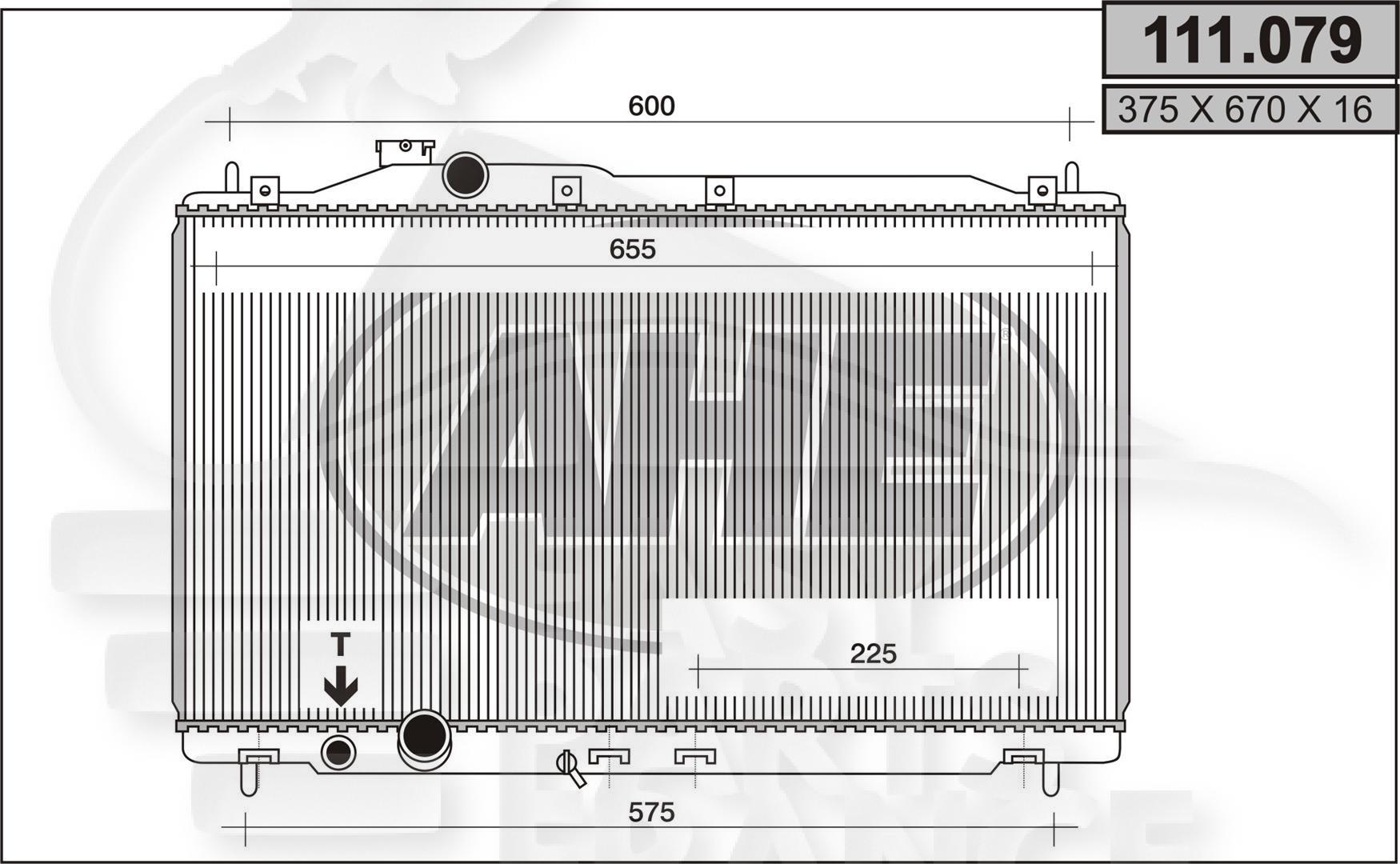 RADIA 1.8 I VTEC +/- CLIM .. BM 375 x 670 x 16 Pour HONDA CIVIC mod HB - HD043 01/06→12/11