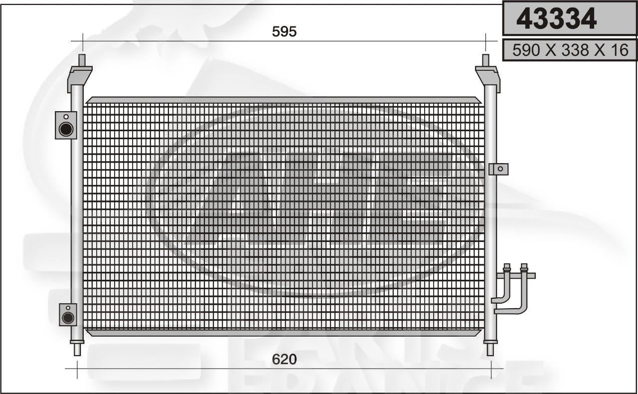 CONDENSEUR TT TYPES 590 x 338 x 16 Pour HONDA CIVIC mod HB - HD043 01/06→