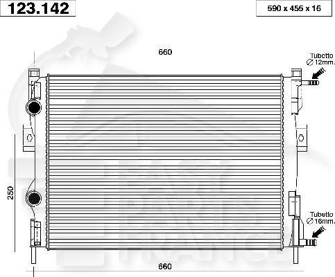 RADIA 1.4 - 1.6 +/- CLIM 590 x 455 x 16 Pour RENAULT MEGANE - RN102 10/02→12/05