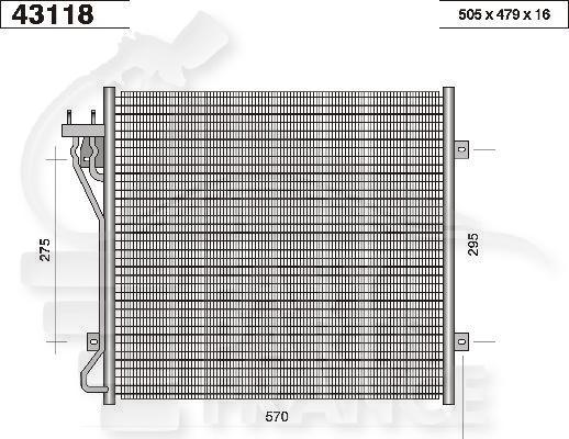 CONDENSEUR TT TYPES 505 x 479 x 16 Pour JEEP CHEROKEE - JE012 10/01→10/05