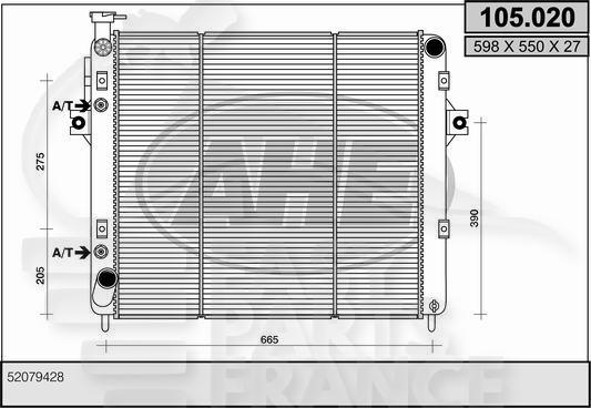 RADIA 4.0 BA/BM .. +/- CLIM 598 x 550 x 27 Pour JEEP GRAND CHEROKEE - JE032 10/01→12/04