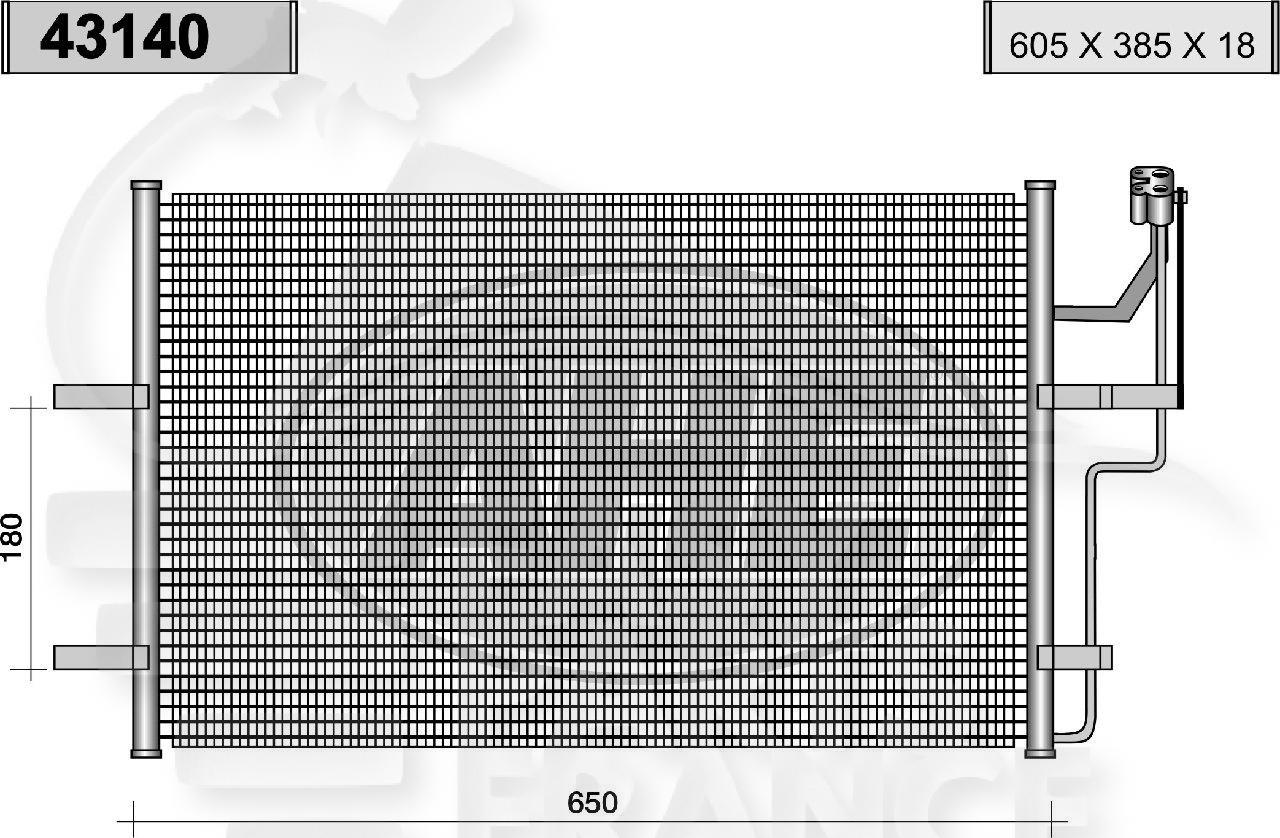 CONDENSEUR DIES TT TYPES 605 x 385 x 18 Pour MAZDA 3 - 5 PTES - MZ053 07/06→06/09