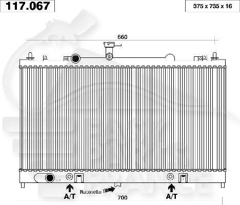 RADIA ESS TT TYPES BA +/- CLIM 375 x 734 x 17 Pour MAZDA 6 - MZ071 07/05→02/08