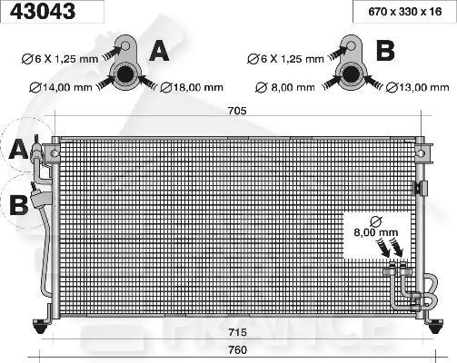 CONDENSEUR TT TYPES Pour MITSUBISHI LANCER - MT074 01/02→02/08