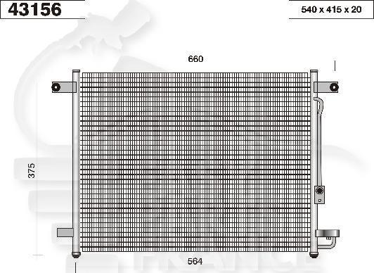 CONDENSEUR 1.2 I 8 V 540 x 415 x 20 Pour CHEVROLET AVEO - CV010 →12/06