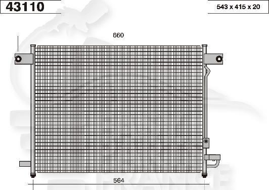 CONDENSEUR 1.4 - 1.6 I 16 V 543 x 415 x 20 Pour CHEVROLET AVEO 4 PTES - CV011 01/07→