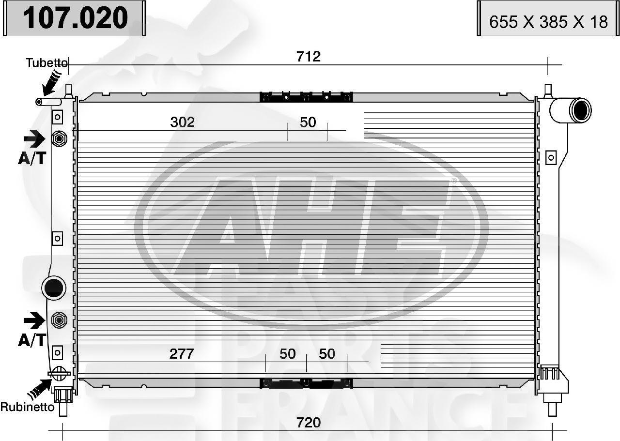 RADIA 1.4 - 1.6 - 1.8 TT TYPES BA +/- CLIM 700 x 370 x 20 Pour CHEVROLET OPTRA - CV050 01/06→