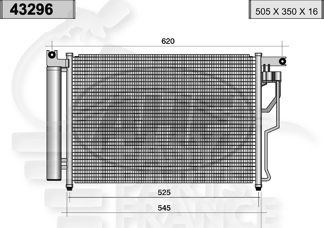 CONDENSEUR 1.5 CRDI 505 x 350 x 16 Pour HYUNDAI ACCENT - HY016 06/06→