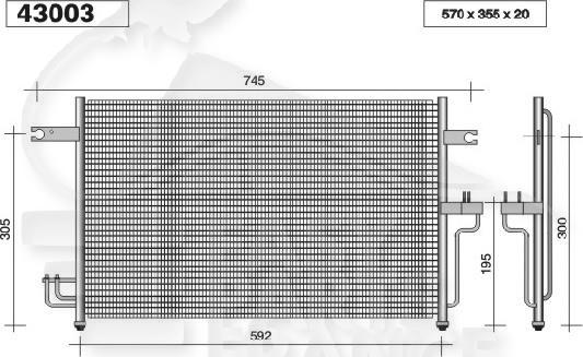 CONDENSEUR TT TYPES BA 570 x 345 x 17 Pour HYUNDAI ACCENT - HY015 03/03→04/06