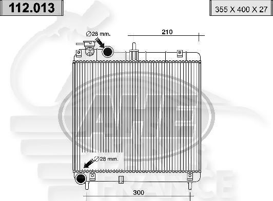 RADIA 1.0 12 V BM +/- CLIM 355 x 385 x 16 Pour HYUNDAI ATOS - HY020 04/98→01/00